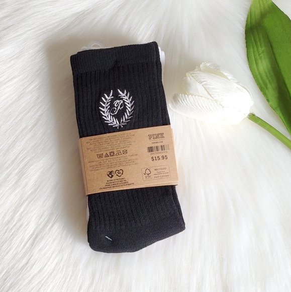 Pink Victoria's Secret Crew Socks 2 Pairs - Picture 2 of 3